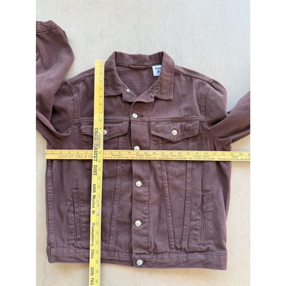 Princess Polly Brown Cropped Denim Jacket XS/S Western Trucker Y2K - Picture 7 of 8